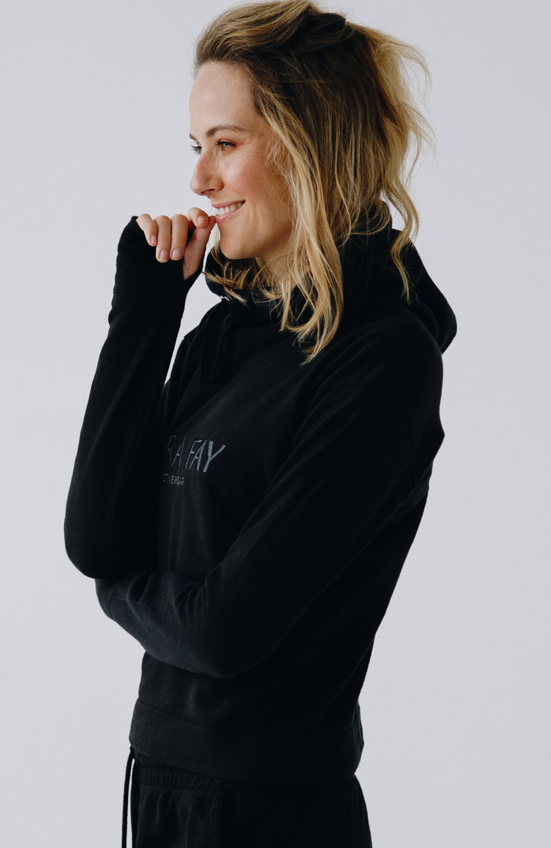 black cropped 100% cotton hoody